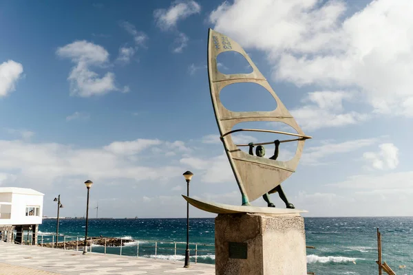Windsurfing Woman Monument Pozo Izquierdo Gran Canaria Canary Islands Spain — Stock Photo, Image