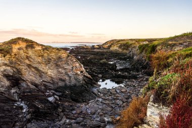 Beautiful landscape and seascape with rock formation in Samoqueira Beach, between Sines and Porto Covo, Alentejo, Portugal
