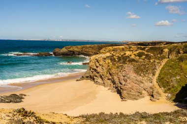 Cliffs and sand on Cerca Nova Beach, Vincentina Coast, Alentejo, Portugal