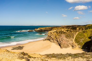 Cliffs and sand on Cerca Nova Beach, Vincentina Coast, Alentejo, Portugal