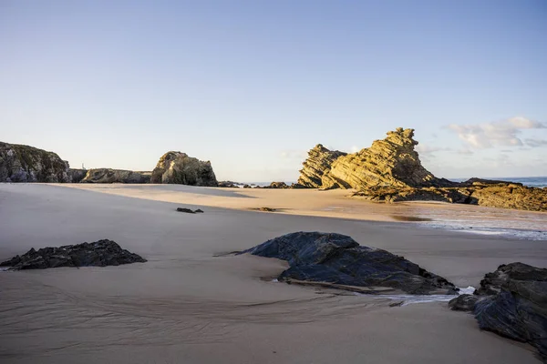 Beautiful Landscape Seascape Rock Formation Samoqueira Beach Sines Porto Covo — Zdjęcie stockowe