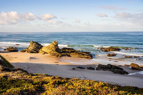 Beautiful Landscape Seascape Rock Formation Samoqueira Beach Sines Porto Covo — 图库照片
