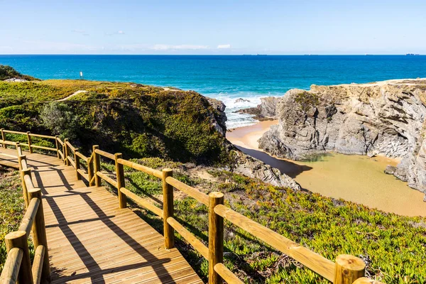 Wooden Walkway Espingardeiro Beach Vicentina Route Alentejo Portugal — Fotografia de Stock