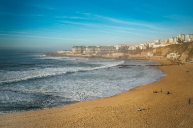 Beautiful urban South Beach and Baleia Beach in Ericeira, north from Lisbon, Portugal 
