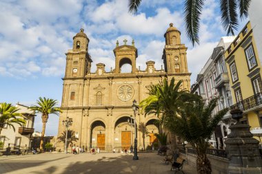Tarihi Vegueta 'nın ana meydanındaki eski Santa Ana Katedrali, Las Palmas de Gran Kanarya, İspanya