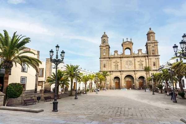 Old Santa Ana Cathedral Main Square Historic Vegueta Las Palmas — Stock Photo, Image