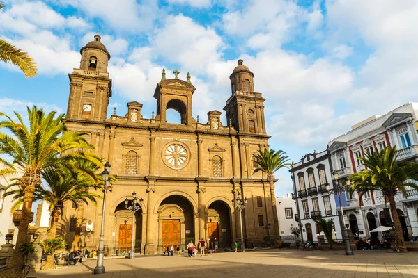 Old Santa Ana Cathedral Main Square Historic Vegueta Las Palmas — Stock Photo, Image