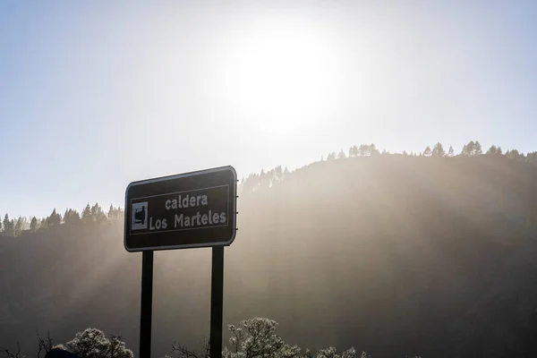 Πινακίδα Caldera Los Marteles Σημαίνει Την Άποψη Της Κορυφής Caldera — Φωτογραφία Αρχείου