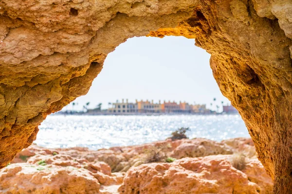 Belle Arche Grès Avec Vue Ferragudo Marina Portimao Algarve Portugal — Photo