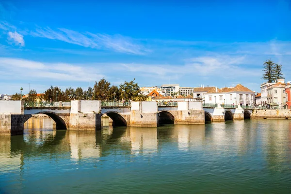 Bela Paisagem Urbana Histórica Tavira Junto Rio Gilao Algarve Portugal — Fotografia de Stock