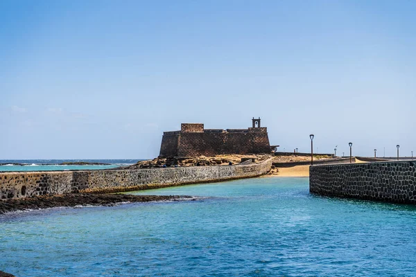 Arrecife Lanzarote Kanarya Adaları Spanya Giden Köprüleri Olan Tarihi San — Stok fotoğraf