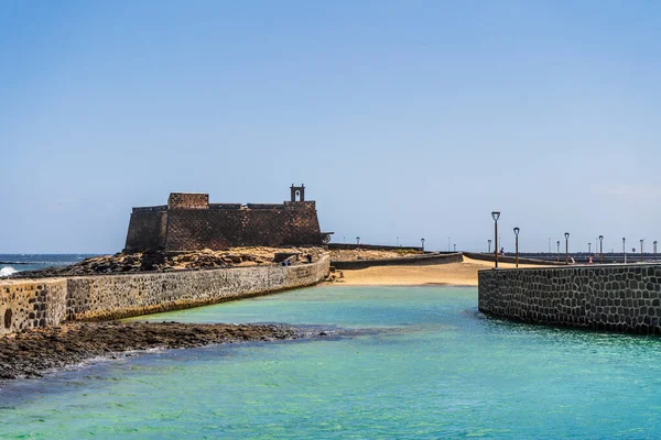 Arrecife Lanzarote Kanarya Adaları Spanya Giden Köprüleri Olan Tarihi San — Stok fotoğraf