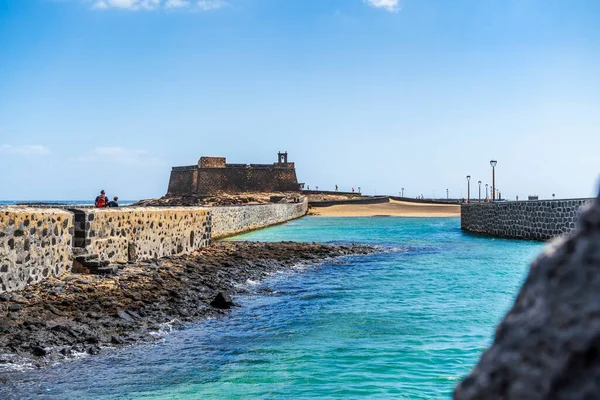 Storico Castello San Gabriele Con Ponti Che Conducono Esso Arrecife — Foto Stock