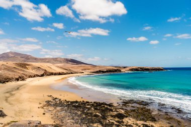 Landscape of beach called Caleta del Congrio in Los Ajaches National Park at Lanzarote, Canary Islands, Spain