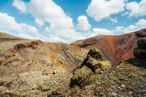 Verbazingwekkend Vulkanisch Landschap Met Lavavelden Timanfaya National Park Lanzarote Canarische — Stockfoto