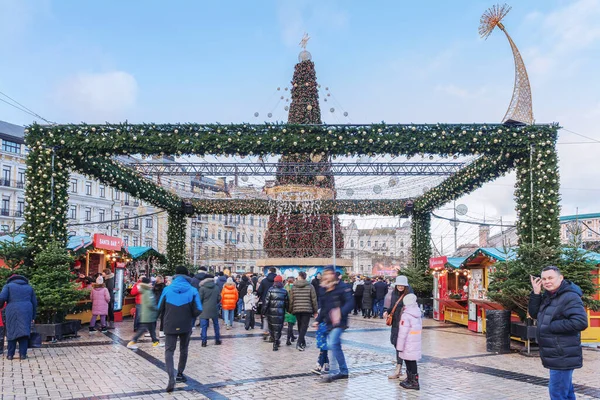 Kiev Ucrania Enero 2022 Árbol Navidad Instalado Plaza Sofía — Foto de Stock