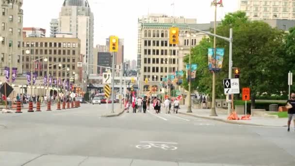 Convoy Libertad 2022 Centro Ottawa Convoy Libertad Convoy Canadiense Protesta — Vídeos de Stock