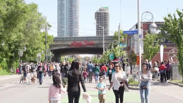 People Walking Sunny Street Enjoying Summer Slow Motion Video Crowd — 비디오