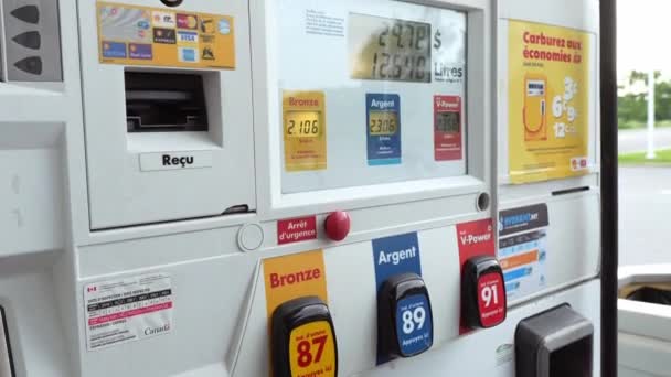 High Gas Prices Close Pump Gas Station Displaying Prices Different — Video
