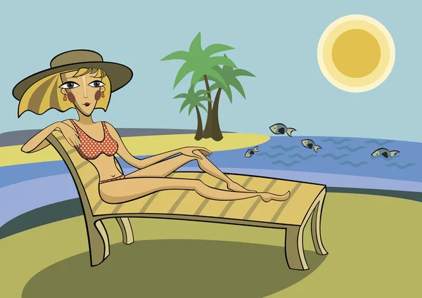 Девушка в отпуске Лицензионные Стоковые Иллюстрации