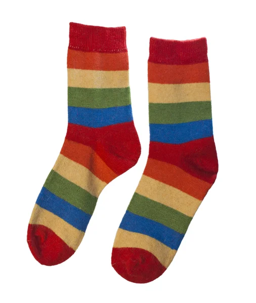 Gestreifte Socken isoliert auf weißem Hintergrund — Stockfoto