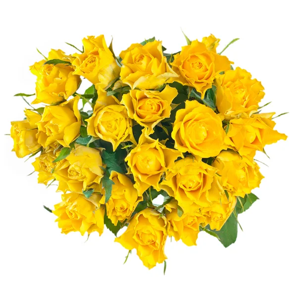 Kytice žlutých růží na bílém pozadí. — Stock fotografie