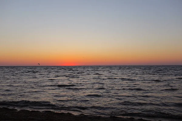 Golden Sunset Sunrise Deep Dark Ocean Aerial View Sundown Sea — Fotografia de Stock