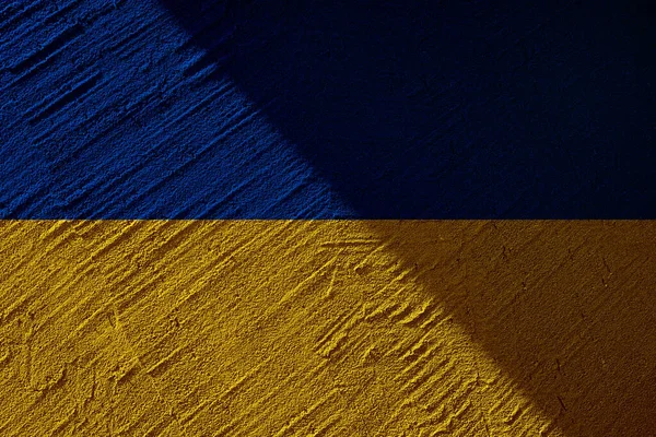Ukrainian State National Flag Texture Concrete Grunge Wall Yellow Blue — Stock fotografie