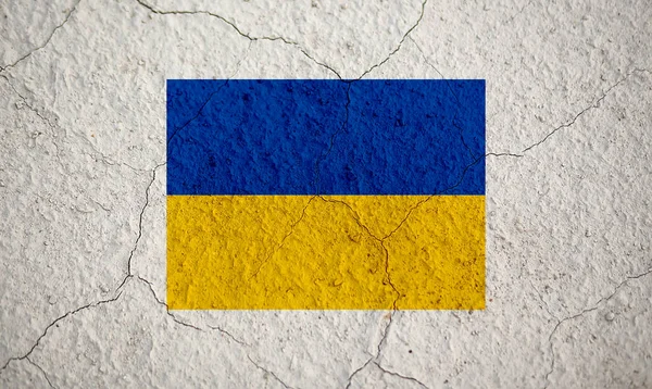 Old Image Flag Ukraine Wall Crack Crisis Pray Ukraine Safe — Stok fotoğraf