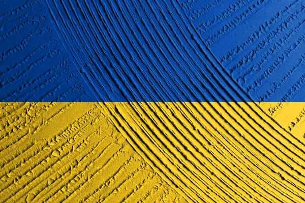 Ukrainische Staatsflagge Textur Beton Grunge Wand Gelb Blauer Farbe Staatssymbol — Stockfoto