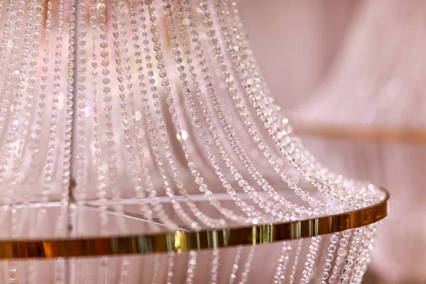 Decoração Casamento Bonito Lustre Cristal Perto — Fotografia de Stock