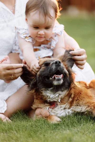 Family Nature Weekend Young Beautiful Mother Child Girl Playing Having — Stockfoto