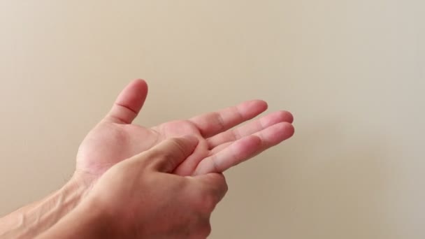 Close Young Male Hands Doing Point Self Hand Massage Soothing — Stok video