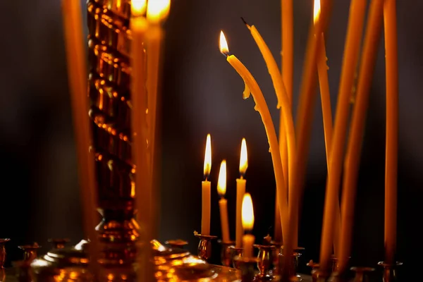 Last Candle Burn Orthodox Church Church Candle Burn Large Gold — Foto de Stock