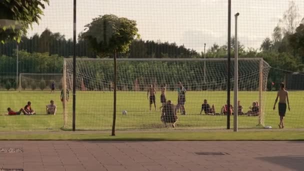 Ukraine Kovel August 2022 Children Different Ages Playing Soccer Stadium — 图库视频影像