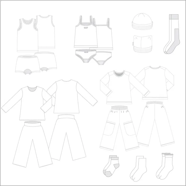 Комплект нижнего белья для подростков из четырнадцати предметов — стоковый вектор