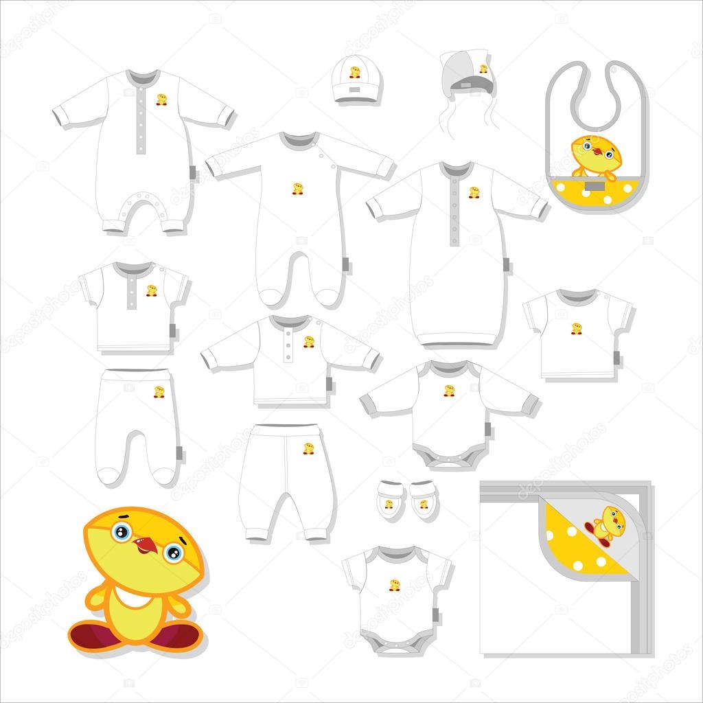 Set of clothes for newborns (fifteen objects)