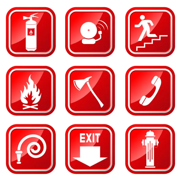 Señales de advertencia de incendio . — Vector de stock