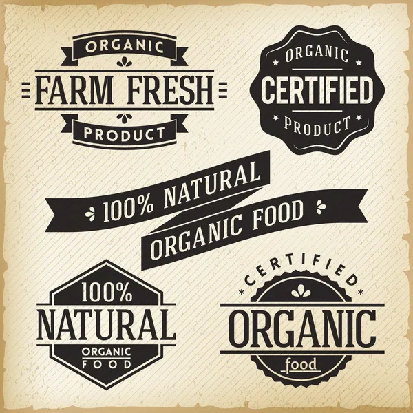 Etichette alimentari biologiche — Vettoriale Stock