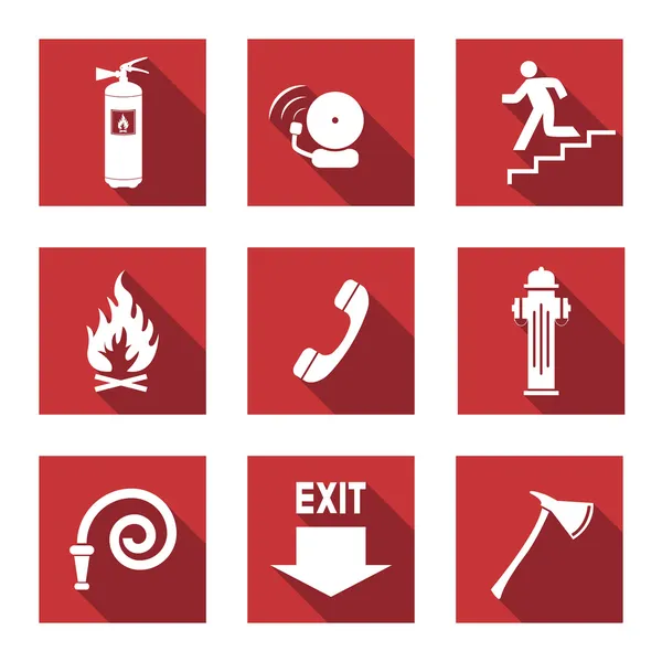 Juego de advertencias de incendio — Vector de stock