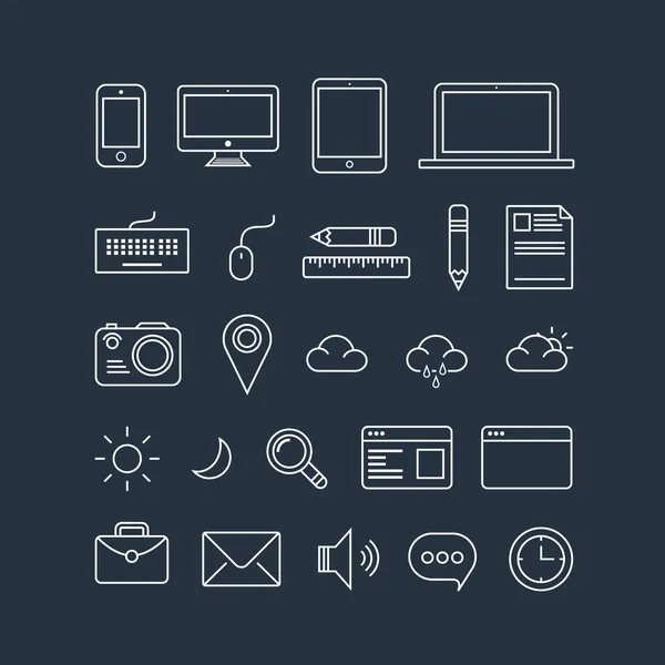 Paquete de iconos de línea simple para su diseño. Conjunto de diseño de iconos delgados vectoriales — Vector de stock