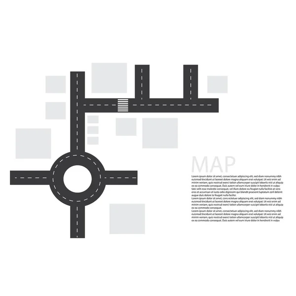 План Дорожной Карты Включая Вектор Дорожного Движения — стоковый вектор
