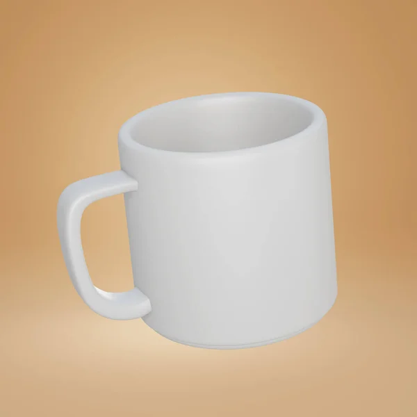 Taza Café Cerámica Realista Taza Aislada Sobre Fondo Naranja Classic — Foto de Stock