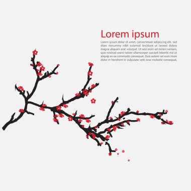 Erik çiçeği vektör resimleri, sakura ağacı. Pembe kiraz çiçeği yüksek kalite.