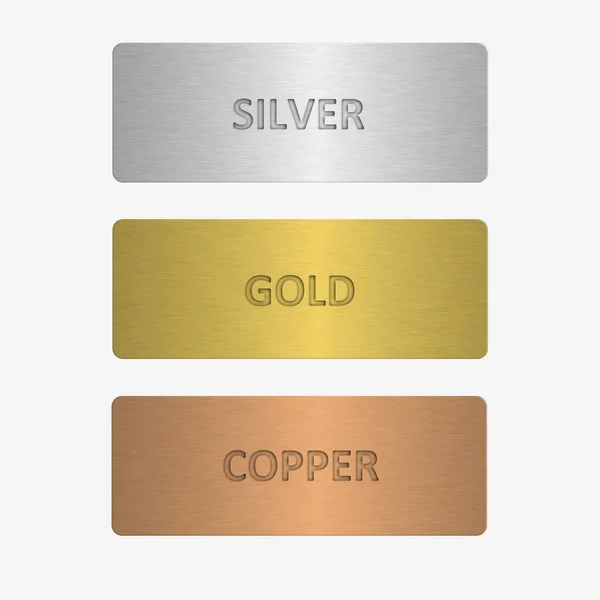 Oro Plata Cobre Materiales Etiqueta Etiquetas Diseño Alta Res Jpg —  Fotos de Stock