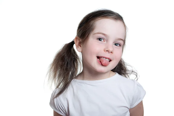 Pretty child hang out tongue — Stock Photo, Image