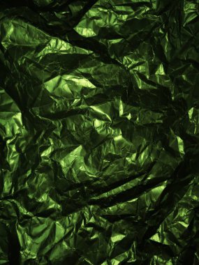 Buruşmuş yeşil folyonun dokusu