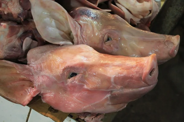 gülümseyen domuz başları Kamboçyalı pazarında Satılık