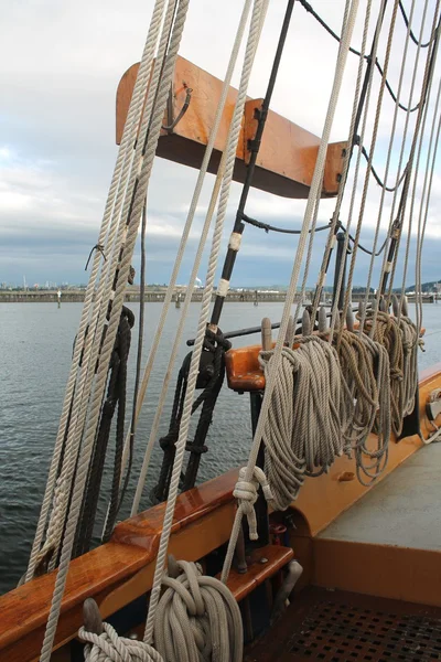 Rigging on a tall sailing ship in the Pacific Northwest — Stock Photo, Image