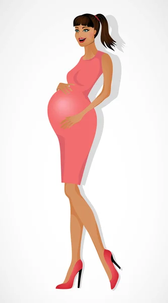 Beautiful girl pregnant — Stock Vector